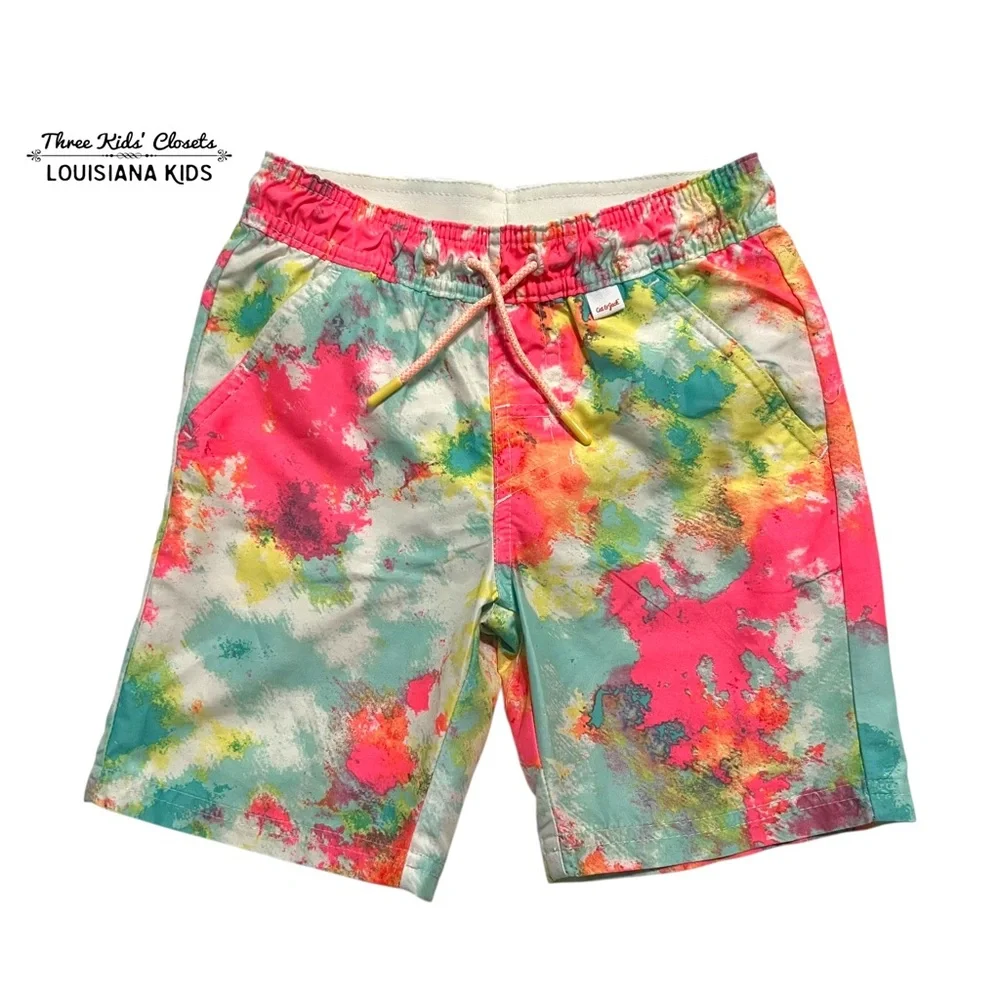 Cat & Jack XS (4/5) Colorful Splatter Paint Swim Trunks